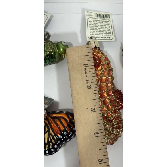 Old World Christmas Glass Blown Ornament Lot 4 Animals Butterfly Turtle Seahorse - Picture 5 of 8